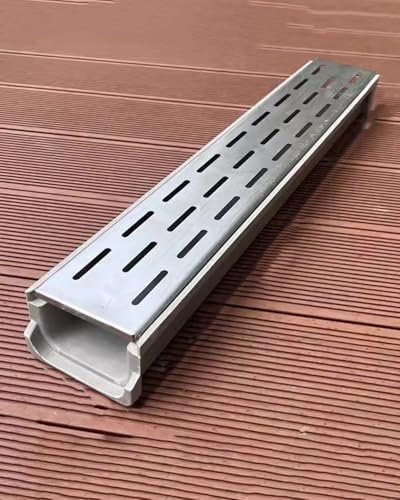Entwässerungsrinne Deckrinnenablauf mit Abnehmbarem Metallgitter, U-förmiger Kunststoffgraben für Auffangbecken Im Keller Eines Bauernhofs, Rechteckiger Bodenrinnenumleiter für Den Außenbereich(60x10x