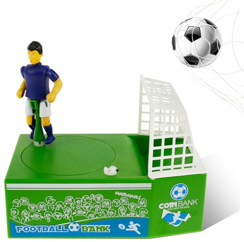Deuson Sparschwein für Kinder, lustige Fußball-Spardose, batteriebetrieben, elektrische Spardose, Fußballspieler, Tor, Kicken, Münzbank, kompakte Geldkassette für Jungen und Mädchen