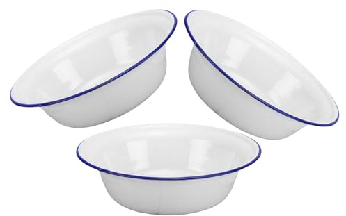 PRETYZOOM Cuenco Esmaltado Vintage 6.29 Pulgadas Juego De 3 Boles Grandes para Sopa Ensalada Y Uso Exterior Ligero Irrompible Multifunción