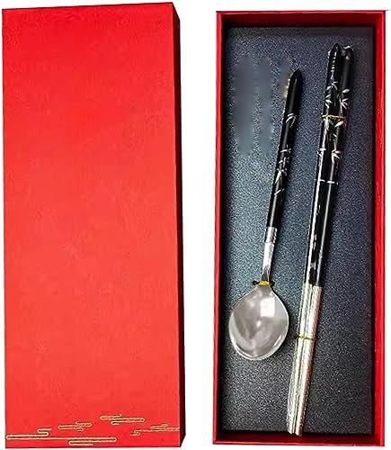 CTCOIJRN Bacchette riutilizzabili, Bacchette riutilizzabili Bacchette USA e Getta riutilizzabili Set di Confezioni Regalo di Bacchette in Argento Sterling, Set di Bacchette Antiscivolo di Fascia Alta