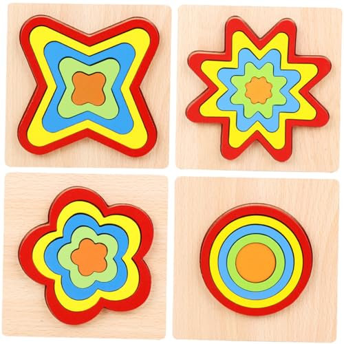 VICASKY 4 Sätze Puzzle Formen Blöcke für Kleinkinder Puzzle-Spielzeug Geometrie Spielzeug kindergeburtstags mitgebsel Shapes Puzzle kinderspielzeug Lernspielzeug für Kinder Holzbausteine