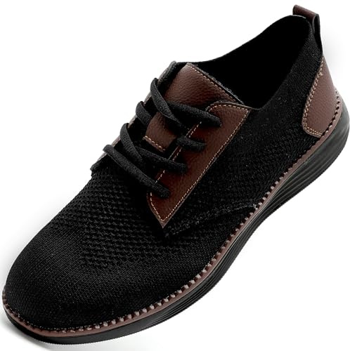 IVQDZL Sneaker Herren Sportschuhe Turnschuhe Laufschuhe Anzugschuhe Business Atmungsaktiv Sommerschuhe Elegante Slip In Oxfords Hochzeit Formale Moderne Gym Herren Schwarz EU 43