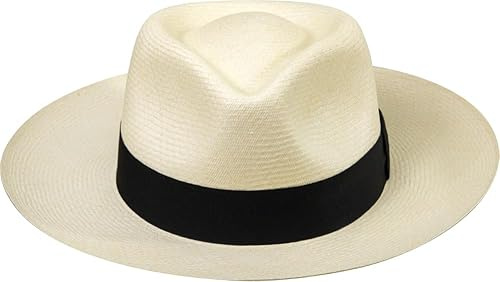 Sombrero de Panamá fino | Fedora auténtica | Estilo | Montecristi hecho a mano | Paja Toquilla | Unisex| Grde 15-16| Bolsa de cubierta, Natural, 7 1/8
