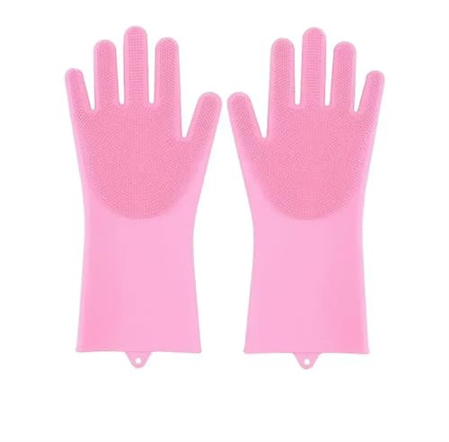 Rubber Gloves,Rubber Gloves 2Pairs Silicone Cleaning Gloves Multifunction Silicone Dish Washing Gloves for Kitchen Household Washing Dishwashing Gloves(Blue)(Pink)