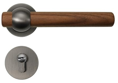Serrure de porte de chambre à coucher en noyer américain, serrure de porte intérieure magnétique silencieuse, porte de chambre, poignée de porte fendue de pièce rétro([muling]blacknickelcolor-72silent