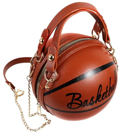 LIFKOME Basketball Letter Crossbody Borse trasportare a forma di pallacanestro Trasporto Borsa per cestino borsa a tracolla borsa da basket sacca da calcio pu Brown