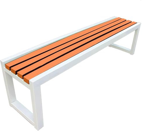 Pound Banc de Jardin Exterieur - Bois Banc Exterieur - Meuble de Terrasse avec Siège à Lattes, Solide en Bois Naturel laqué et Acier, Banquette de Jardin pour Balcon, Cour, Pelouse (150×40×45cm)