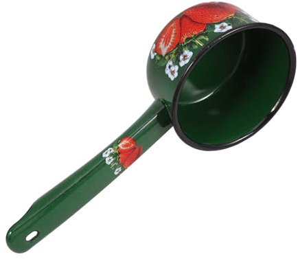 OUNONA Louche Émail Vintage Louche à Soupe Multifonctionnelle pour Cuisine Pot à Lait Émaillé Long Manche Accessoire de Cuisine Fraise