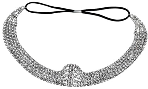 SHERCHPRY Bruddiadem med Lager Elastisk Huvudkedja i Silver Modeaccessoar med Gnistrande för Kvinnor Elegant Huvudbonad för Bröllop Fest och Fotografering