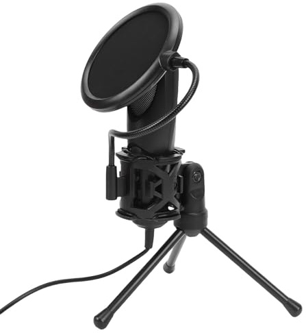 Fabater Microphone USB de Jeu avec Suppression du Bruit RVB et Filtre Anti-Pop pour Le Streaming et Le Podcasting sur PC, Couleur Noire