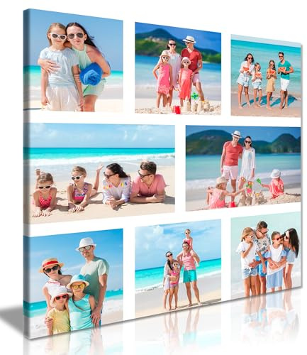 8 Photo Collage Square Personalised Canvas Print – Custom Photo Collage Wall Art – Multiple Sizes via “Customise Now” – Custom Printed Gift for Home & Occasions