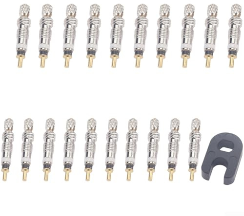 Lot de 10 20 noyaux de valve en cuivre pour tige de valve de pneu Presta avec assemblage à vis compatible avec les pneus standard français (A5500)