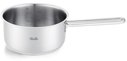 Fissler Viseo Pro/Stielkasserolle 16 cm – Edelstahl Made in Germany, Superthermic Boden, Innenskalierung, ideal für Saucen & kleine Gerichte, Induktion