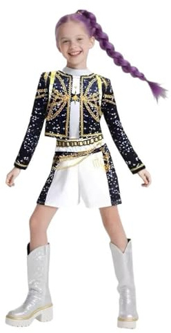 ADCHUNTUCOS Hunter Halloween Costume, Black and Yellow Polyester Top and Pants Set for Cosplay Events and Parties (Black, 5-6Yeasr)