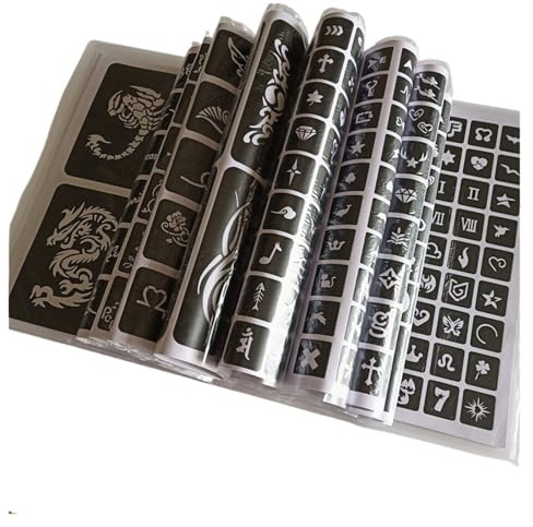 Kit de 40 plantillas tatuaje henna reutilizables (1000 mapas, 20 pegatinas, 516 mapas)(40 Sheet 1000 Maps)
