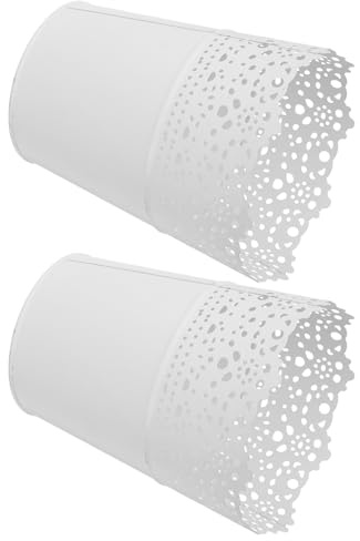 Milisten Lot de 2 Vases en Fer Ajouré Design Floral, Seaux de Rangement Décoratifs pour Bureau et Maison, Conteneurs Polyvalents pour Fleurs, Cosmétiques et Accessoires, Couleur Blanche,