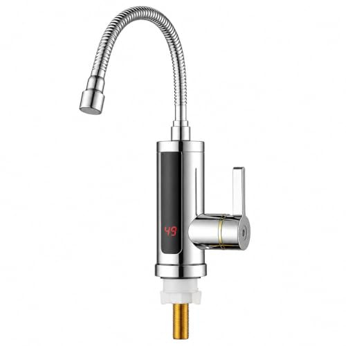 Wasserhahn mit Durchlauferhitzer, 220V 3000W LED Elektrische Küchenarmatur mit Durchlauferhitzer, 360° Drehbarer, Heißwasserhahn für Küche Bad Garten Wohwagen
