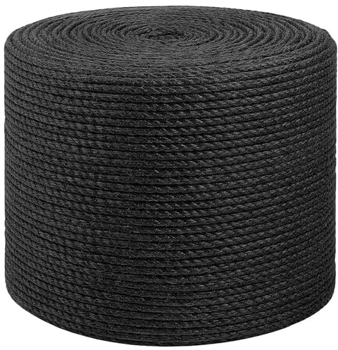 sephironlbb Spago di iuta nero, diametro 4 cm, 100% iuta Tossa, 3 strati, robusto e assorbe l'umidità, per giardino, artigianato, casa, esterni, nodi e fissaggio