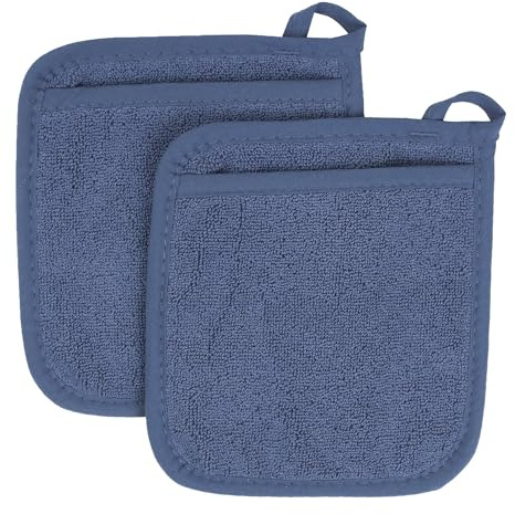 RITZ Terry Pocket Mitt & Hot Pad: Unparalleled Heat Resistant, Durable 100% Cotton – Ergonomically Designed for Optimal Grip – Easy-Care Machine Washable – 2-Pack, Federal Blue