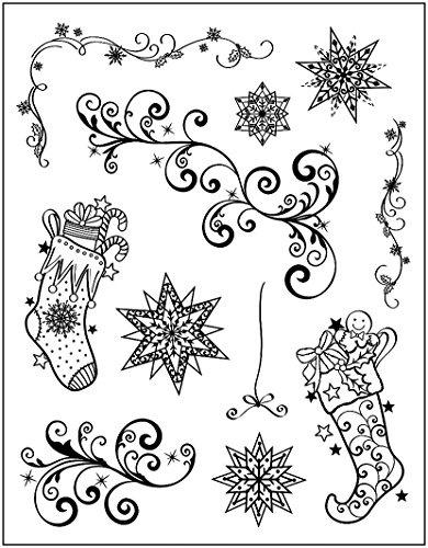 Viva Decor Clear-Stamps (Weihnachtsstrümpfe und Schnörkel) Silikon Stempel - Prägung Stempel - DIY Dekoration stanzen - Stempel Silikon - DIY Stamp - Stempel Prägung - Designed in Germany