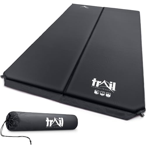 Trail Self Inflating Camping Mat Double Inflatable Mattress With Carry Bag Black