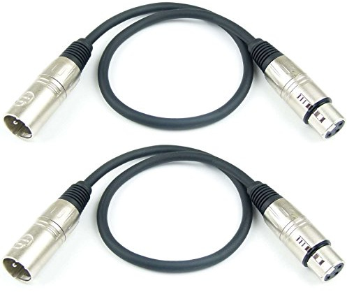 Adam Hall Cables 2 Stück K3MMF0050BLK Mikrofonkabel XLR female auf XLR male DMX Audio Kabel 3 pol polig (0,5 m, Schwarz, 2)