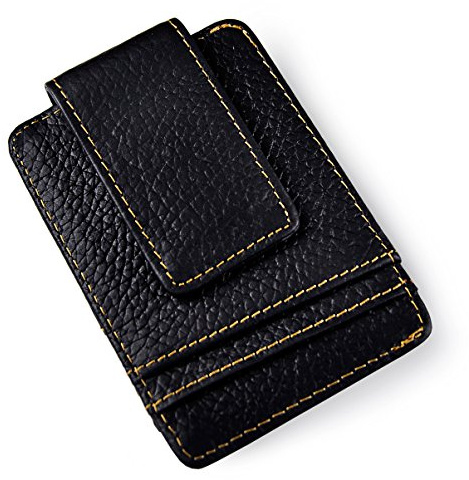 Le’aokuu Herren Echtes Leder Geldbörse Brieftasche mit Dollar Clip Geldklammer Kreditkartenetui 1058