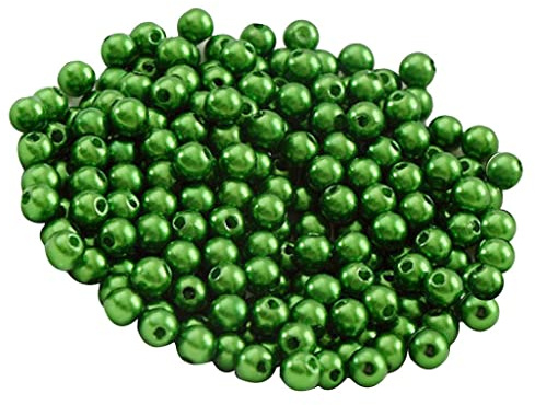 Fenteer 500er Pack Kunstperle 6mm Perlen Wachsperlen Dekoperlen Bastelperlen mit Loch Zwischenperlen - Dunkelgrün