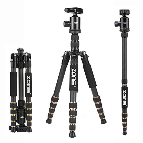 ZOMEi Kamerastativ Z669C 151cm mit Kugelkopf aus Kohlefaser Carbon,Professionelles Leichtgewichtiges Stativ, Reisestativ, Einbeinstativ