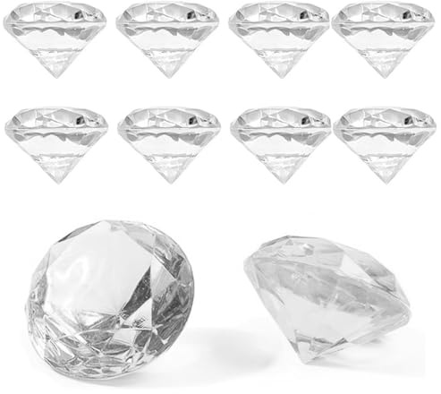 DAHI Deko Diamanten 40mm Hochzeit Streudeko 10stk Transparent Kristall Dekosteine Tischdeko Diamanten (weiß, 40x30mm)
