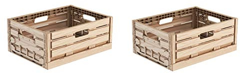 kistenkind 2x Faltbox im Holzdesign 40x30x16 * Klappbox für Obst, Gemüse * Obstkiste Gemüsekiste Holz Optik