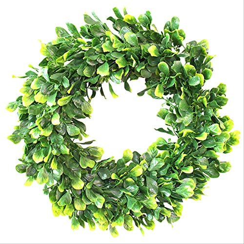 Vimmor 40# White Simulation Garland Lysimachia Ringfeld Anhänger Türklopfer Runde Blattdekoration Weihnachtsfeier Kranzdekoration B
