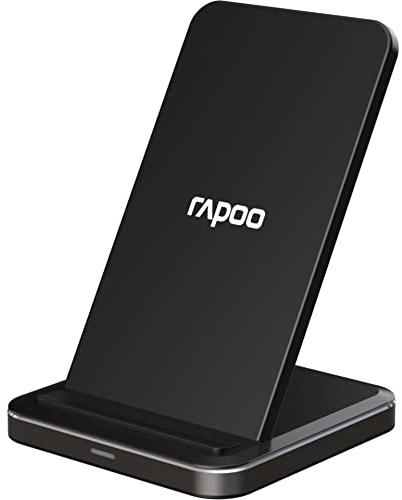 Rapoo XC220 kabelloses Induktionsladegerät für Smartphone, Ladegerät für iOS und Android (z.B. iPhone, Samsung), flach, Qi-Laden, Schnellladen, schwarz