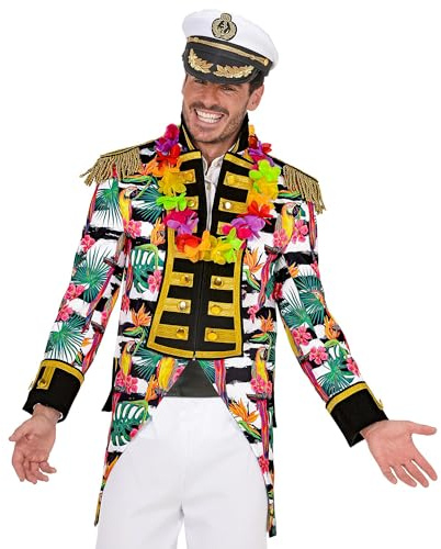 Widmann 51454 51454-Hawaii parade-frack, trädgårdsuniform, blommor, palmblad, cirkusdirektör, kostym, karneval, temafest, män, flerfärgad, XL
