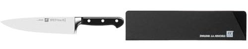 ZWILLING Chef's Knife, Blade Length: 20 cm, Wide Blade, Special Stainless Steel/Plastic Handle, Professional S, Silver/Black & Accessories Sheath,14 cm, Black