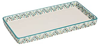Tranquillo Badablage rechteckig Badtablett handbedruckte Keramik Oriental, 23x12x2,5 cm