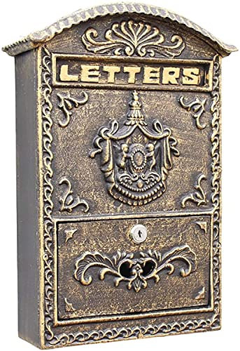 ZXHStore Boîte aux Lettres de Mail de Fer en Fonte à la Maison à l'extérieur de la Maison de Bronze, Boîte à Lettres de Lettre de Style européen Vintage avec Serrure et clé