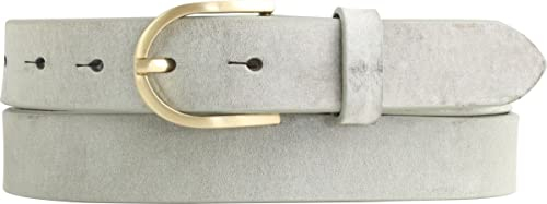 BELTINGER Damen-Gürtel aus weichem Vollrindleder Vintage-Look 3 cm | Leder-Gürtel für Damen 30mm | Schmaler Gürtel Used-Look mit goldener Gürtelschnalle | Hellgrau 115cm