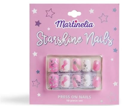 Martinelia Faux Ongles Enfants - Lot 10 de Faux Ongles pour Enfants Spécial Petites Mains Motifs Licorne - Capsule Ongles à Presser Acrylique Réutilisables avec Colle Incorporée