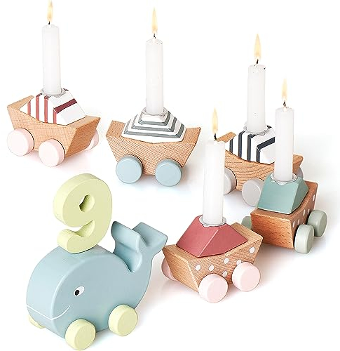 trand Trenino di compleanno in legno per momenti indimenticabili, design scandinavo, decorazione da tavolo per compleanno per bambini
