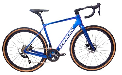 Rinos Sandman 3 Carbon Gravel Bike – 105 2x11, 28 Zoll (700C), Scheibenbremsen, Chameleon Gold/Blue, Ultraleicht 9,8 kg, Größen 50–58 cm (Blue, XS (50cm))
