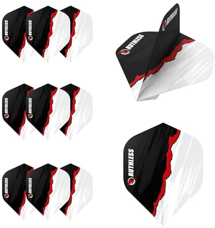 RUTHLESS Dart-Flights | Premium 100 Mikron Standard Nummer 2 Form Rip Torn Design, Rot, Weiß, Blau, Schwarz, mehrere Packungsgrößen