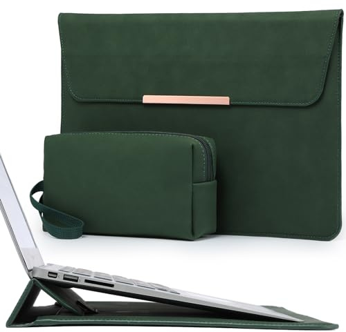 HYZUO 15 Inch Laptop Sleeve Bag Case with Stand Feature for MacBook Air 15 M5 A3448 M4 A3241 M3 A3114 M2 A2941 2026-2023, MacBook Pro 15, 15 Surface Laptop 7/6/5/4/3, Midnight Green(Smiley)
