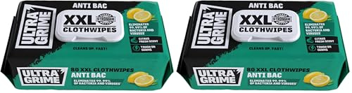 UltraGrime Antibacterial Wipes 80 Thick Large Wipe Pack - large wet wipes - cleaning wipes antibacterial - multi purpose wipes - antibacterial hand wipes industrial wipes toilet (Pack of 2)