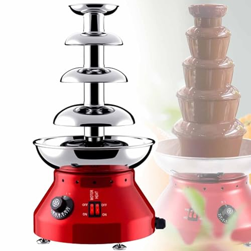 DDZJTPP Fontaine à Chocolat,5 étages,230w Fountaine De Chocolat électrique Fountain en Acier Inoxydable Machine De Fusion en Cascade pour Les Fêtes d'anniversaire Et Les Mariages,Red