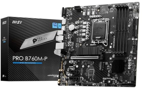 MSI PRO B760M-P Motherboard, Micro-ATX - Supports Intel 14th, 13th & 12th Gen Core Processors, LGA 1700 - DDR5 Memory Boost 6800+MHz/OC, PCIe 4.0 x16 Slot, M.2 Gen4 Slots