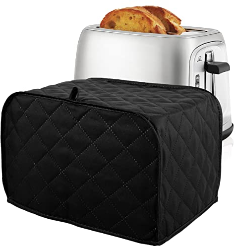 Toaster Covers 2 Slice 11.5x8 Inch Cotton Washable Toaster Dustproof Cover Kitchen Small Appliance Cover Fingerprint and Greasy Protection for 2 Slice Toasters (Black)