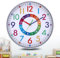 JIZZU Horloge Murale Apprentissage pour Enfants, Ø 30cm Pendule Murale Silencieuse Colorée avec 3D Chiffres Facile à Lire, Horloge Murale Digitale pour Ecole Chambre Enfant Salon