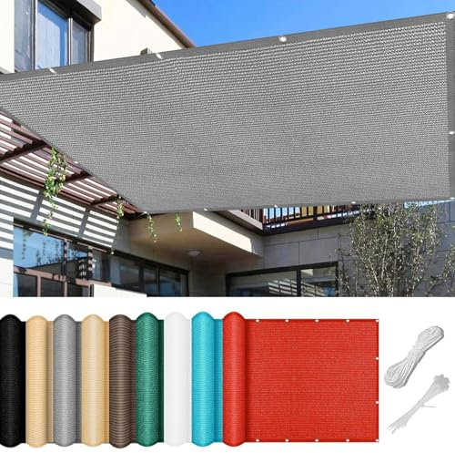Voile D'Ombrage Rectangulaire 400 x 620 cm HDPE Respirant Couvert Végétal Toile Terrasse, Patio, Jardin, Extérieur UV Protection 98% Résistant Aux Déchirures, Gris Clair