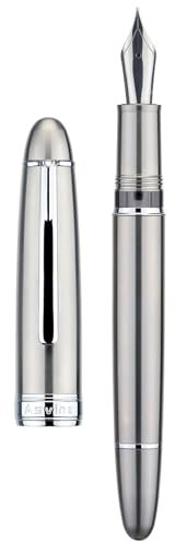 Asvine J16 Solid Titanium Fountain Pen Jowo Fine Nib Piston Filling, Ink Window Design with Wrench and Pen Box